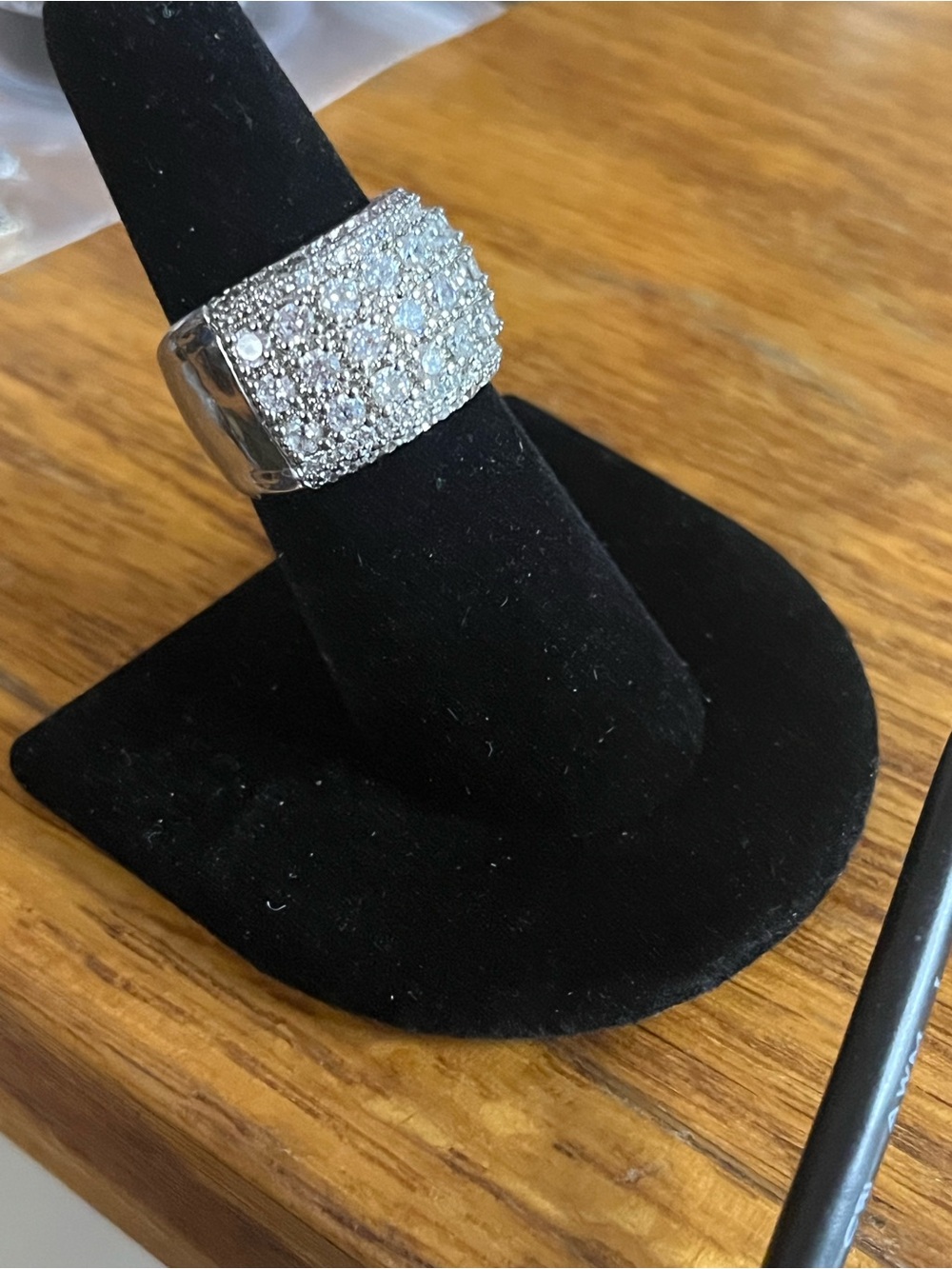 925 Sterling Silver Moissanite & CZ Multi-Row Dome Ring Size 7